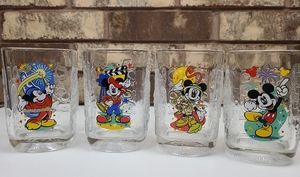 McDonalds Disney Commemorative Glasses Mickey Mouse Complete Set of 4